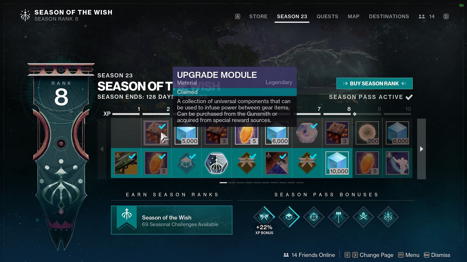 Season pass rewards (Image via Bungie)